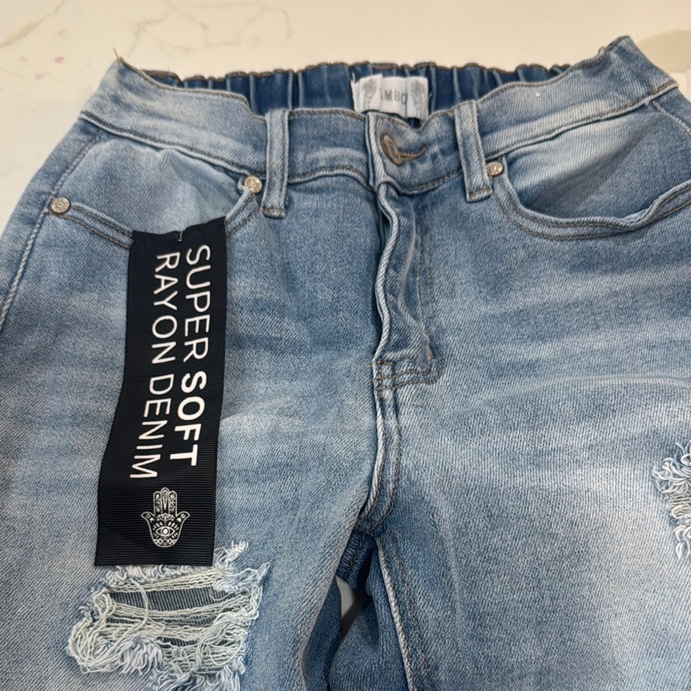 BAMBOO Blue Boyfriend Jeans Distressed Faded